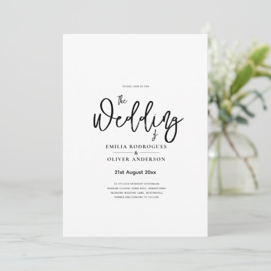 Klassieke witte elegante druk of digitaal huwelijk kaart (Staand voorkant)