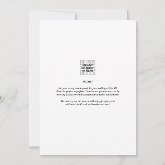 Klassieke witte elegante druk of digitaal huwelijk kaart (Achterkant)