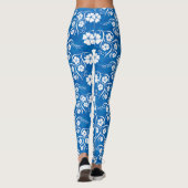 Klassieke witte en blauwe bloemenprint leggings (Achterkant)