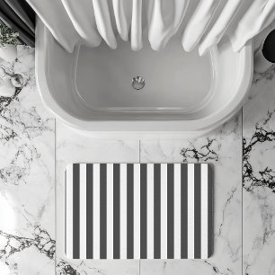 Klassieke witte en donkergrijze strepen Badmat