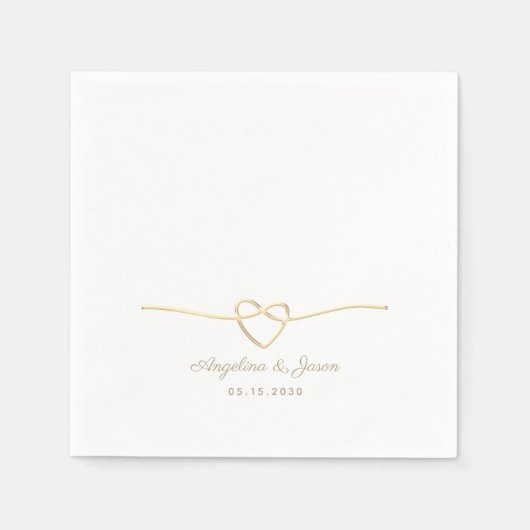 Klassieke witte en gouden bruiloft servetten (Voorkant)