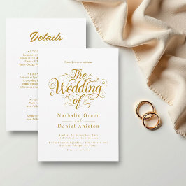 Klassieke Witte en Gouden Kalligrafie Script Weddi Kaart