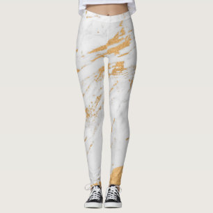 Klassieke witte en gouden steen leggings