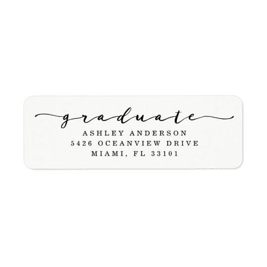 Klassieke witte en zwarte Afstuderen Adresetikette Etiket (Voorkant)