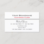 Klassieke witte en zwarte eenvoudige koele profess visitekaartje (Achterkant)