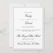 Klassieke witte en zwarte elegante foto save the date (Voorkant)