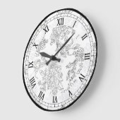Klassieke witte en zwarte Floral Toile Grote Klok (Hoek)