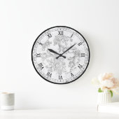 Klassieke witte en zwarte Floral Toile Grote Klok (Huis)