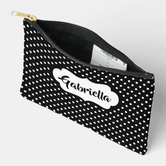 Klassieke witte Franse Zwitserse polka stippen op  Etui (Open)