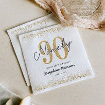Klassieke witte gouden 90ste verjaardag servetten