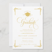 Klassieke Witte Gouden Afstuderen Kaart (Voorkant)