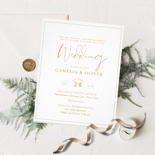 Klassieke witte gouden gouden bruidskleuren flyer