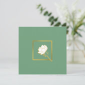 Klassieke witte goudventiel elegante groene achter bedankkaart (Staand voorkant)