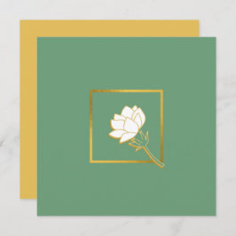 Klassieke witte goudventiel elegante groene achter bedankkaart