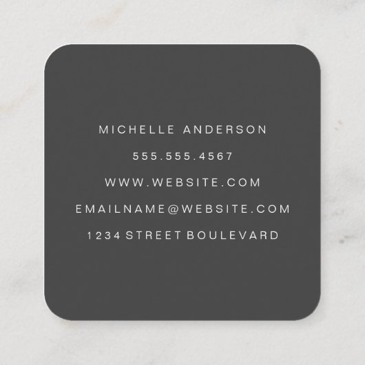 Klassieke witte grijs | Minimaal Vierkante Visitekaartje (Achterkant)