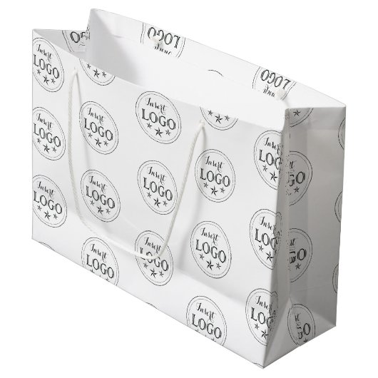 Klassieke witte grote cadeautas met aangepast logo (Voorkant Gekanteld)