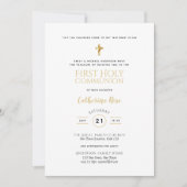 Klassieke Witte Heilige Communie Uitnodiging Goud  (Voorkant)