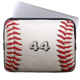 Klassieke witte honkbal met aangepast shirt nummer laptop sleeve