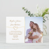 Klassieke Witte Huwelijksuitnodiging met Foto Kaart (Staand voorkant)