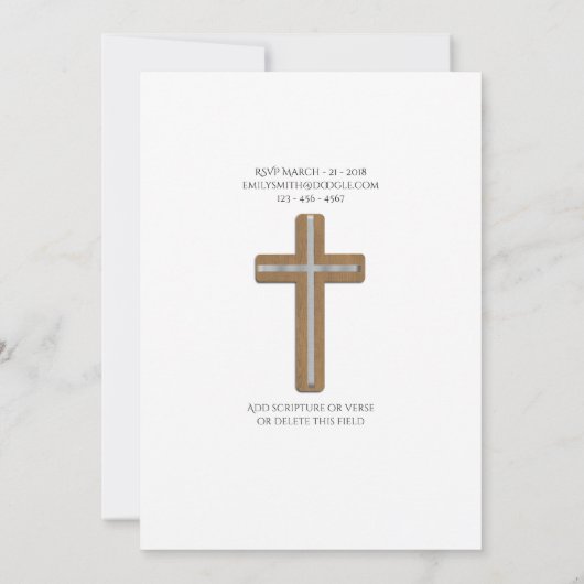 Klassieke witte katholieke trouw handgeschreven el kaart (Achterkant)