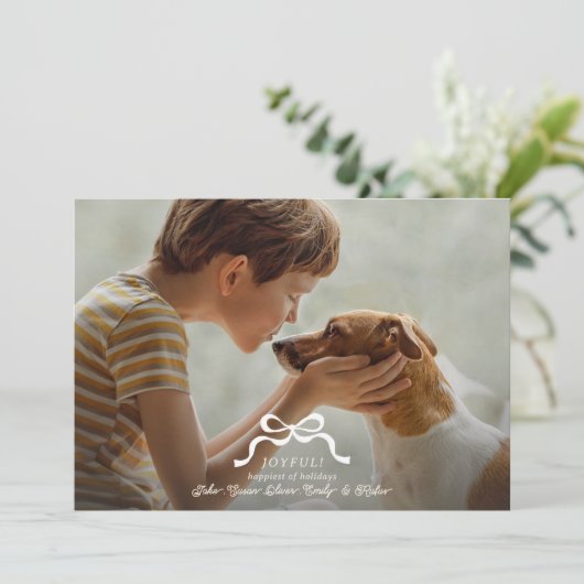 Klassieke witte kerst boog foto feestdagenkaart (Staand voorkant)