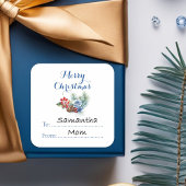 Klassieke Witte Kerstmisdecoratie Vierkante Sticker