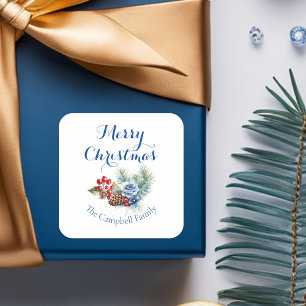 Klassieke Witte Kerstmisdecoratie Vierkante Sticker