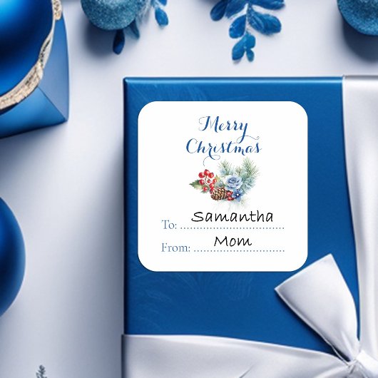 Klassieke Witte Kerstversiering Vierkante Sticker