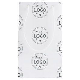 Klassieke witte kleine cadeautas met aangepast log