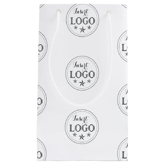Klassieke witte kleine cadeautas met aangepast log (Voorkant)