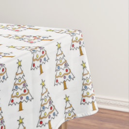 Klassieke witte kleurrijke kerstboomtafelkleed tafelkleed