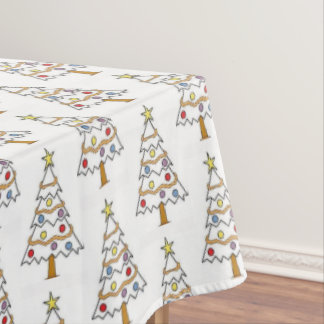 Klassieke witte kleurrijke kerstboomtafelkleed tafelkleed