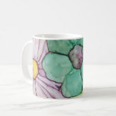 Klassieke witte koffie mok "Flowers Ink 2" (Voorkant links)