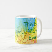 Klassieke witte koffie mok "Flowers Ink 3" (Voorkant rechts)