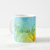 Klassieke witte koffie mok "Flowers Ink 3" (Voorkant links)
