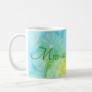 Klassieke witte koffie mok "Flowers Ink 3"