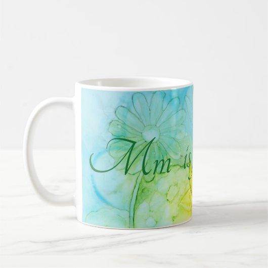 Klassieke witte koffie mok "Flowers Ink 3" (Links)