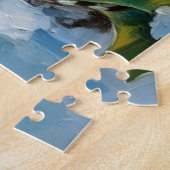 Klassieke Witte Konijn met Kerstlantaarn Legpuzzel (Zijkant)