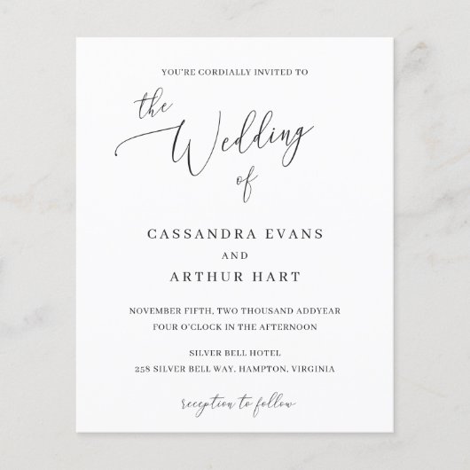 Klassieke witte legante Budget Weddenschap Flyer (Voorkant)