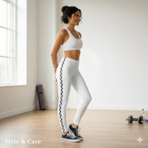 Klassieke witte legging met zwarte zijstreep