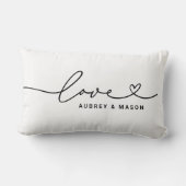 Klassieke witte liefdeshart script koppel namen kussen (Achterkant)