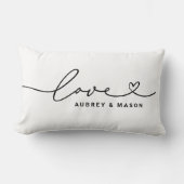 Klassieke witte liefdeshart script koppel namen kussen (Voorkant)