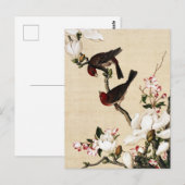 Klassieke witte magnolia- en vogelkunstdruk briefkaart (Voorkant / Achterkant)