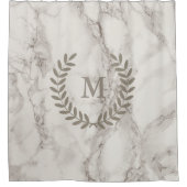 Klassieke witte marmer met Taupe Laurels Custom Douchegordijn (Voorkant)