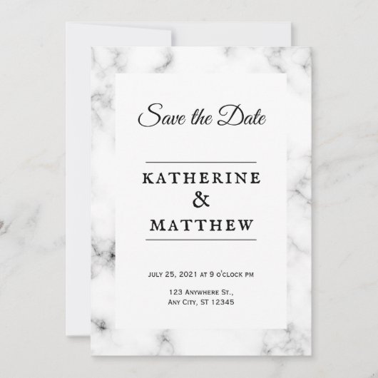 Klassieke Witte Marmeren bruiloft uitnodiging (Voorkant)