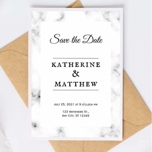 Klassieke Witte Marmeren bruiloft uitnodiging