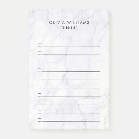 Klassieke witte marmeren takenlijst post-it® notes (Voorkant)