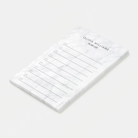 Klassieke witte marmeren to-do lijst post-it® notes (Schuin)