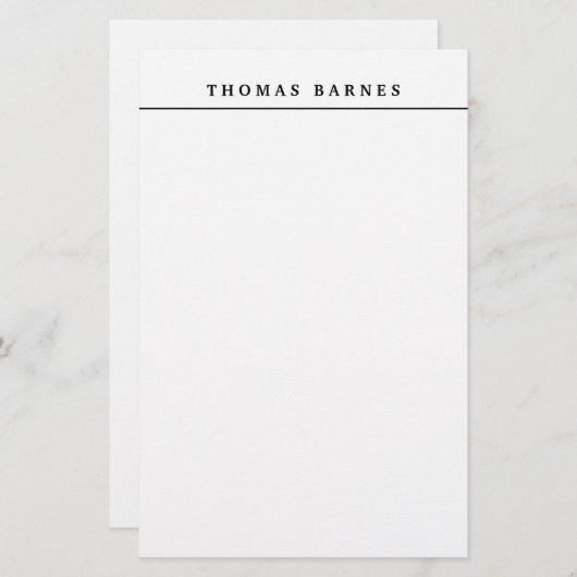 Klassieke Witte Minimalistische Eenvoudige Elegant Briefpapier (Voorkant / Achterkant)