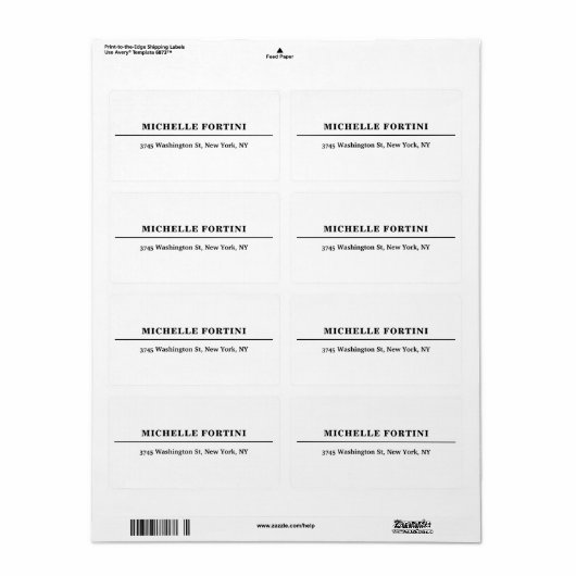 Klassieke witte minimalistische plaat etiket (Full Sheet)